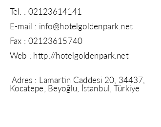Golden Park Hotel iletiim bilgileri